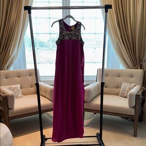 Maeve Purple Maxi Dress with Geometric Pattern
